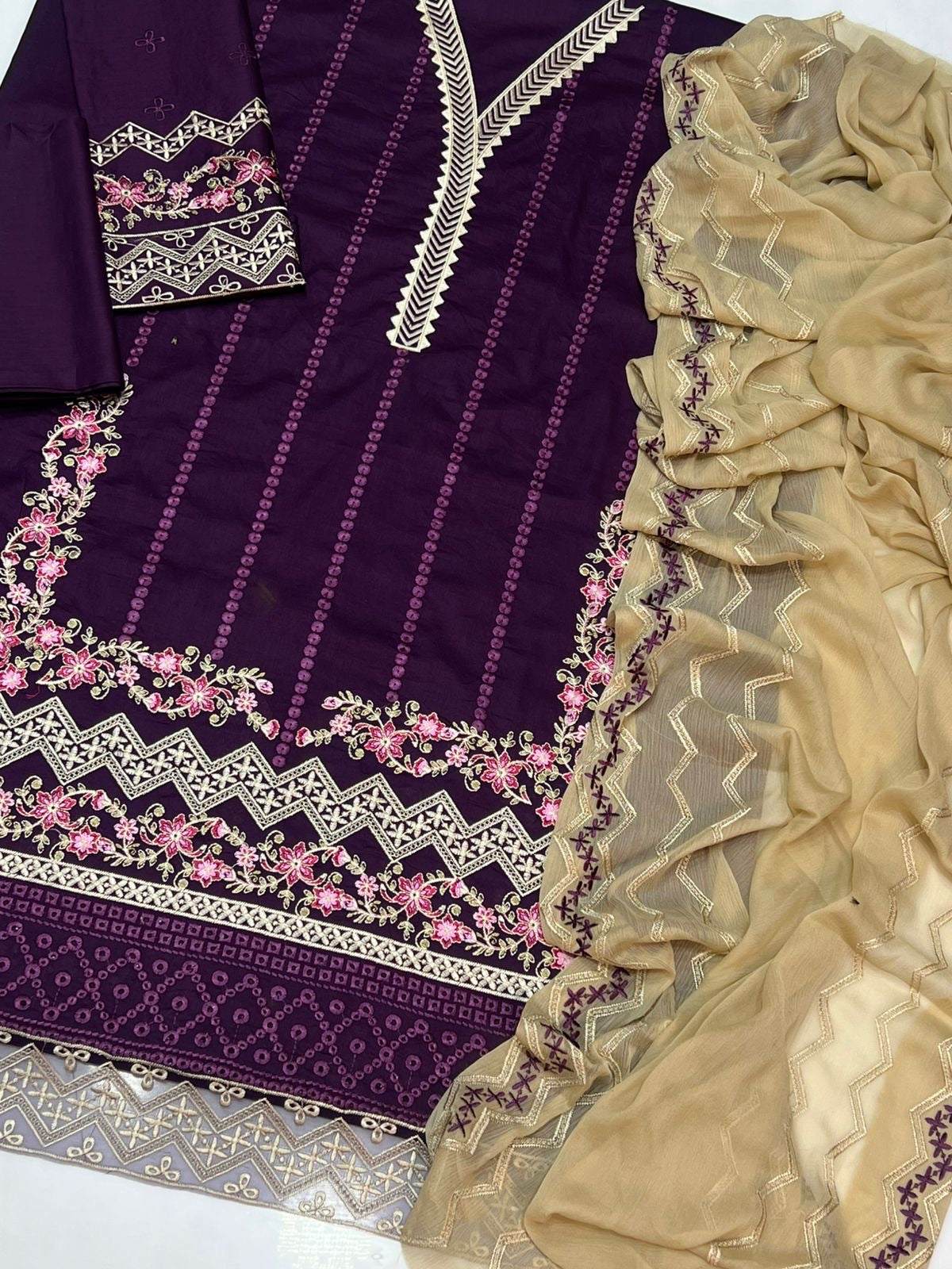 LAWN 3 PIECE UNSTICHED FULL HEAVY EMB SUIT FOR SUMMER 2025