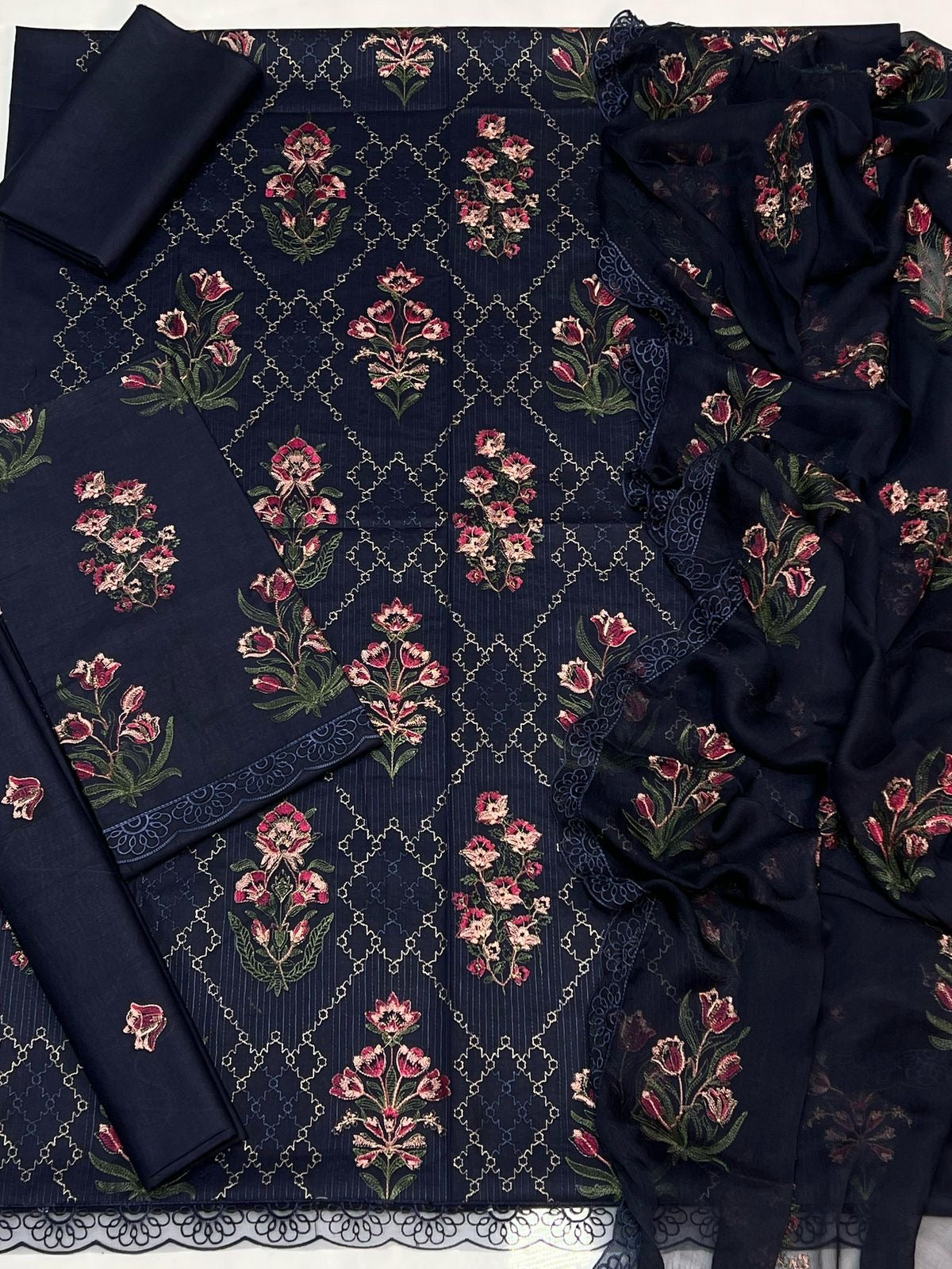 LAWN 3 PIECE UNSTICHED FULL HEAVY EMB SUIT FOR SUMMER 2025