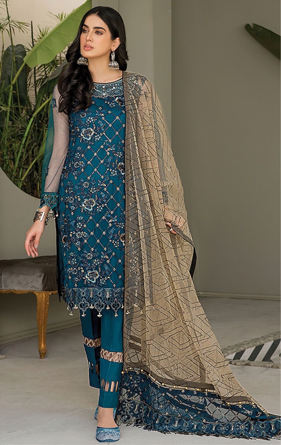 LAWN 3 PIECE UNSTICHED FULL HEAVY EMB SUIT FOR SUMMER 2025