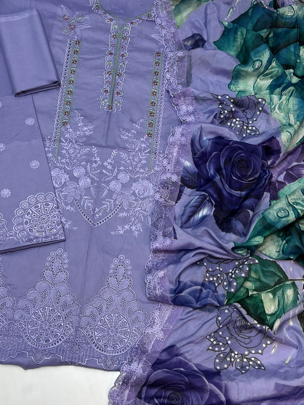 LAWN 3 PIECE UNSTICHED FULL HEAVY EMB SUIT FOR SUMMER 2025