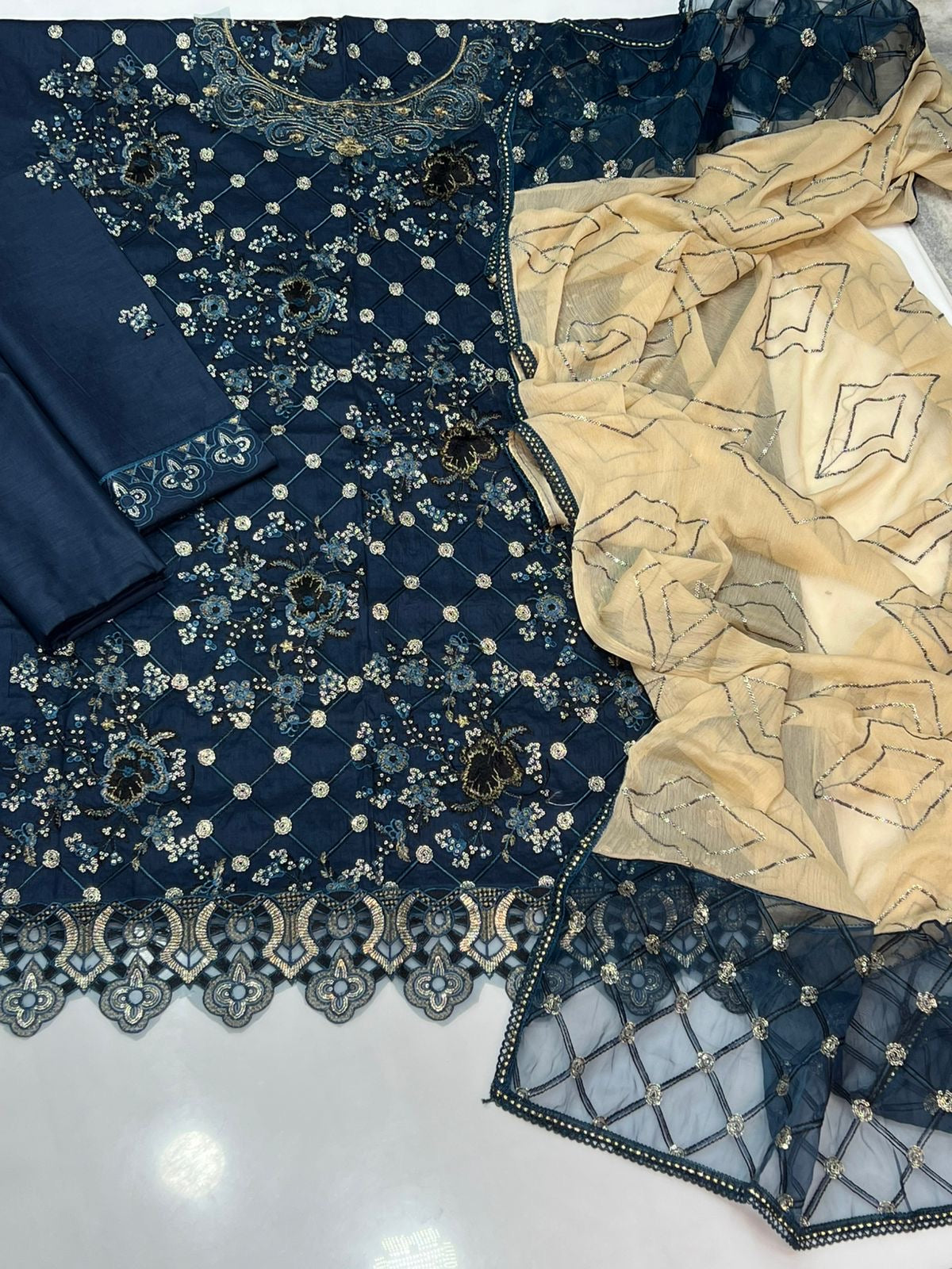 LAWN 3 PIECE UNSTICHED FULL HEAVY EMB SUIT FOR SUMMER 2025