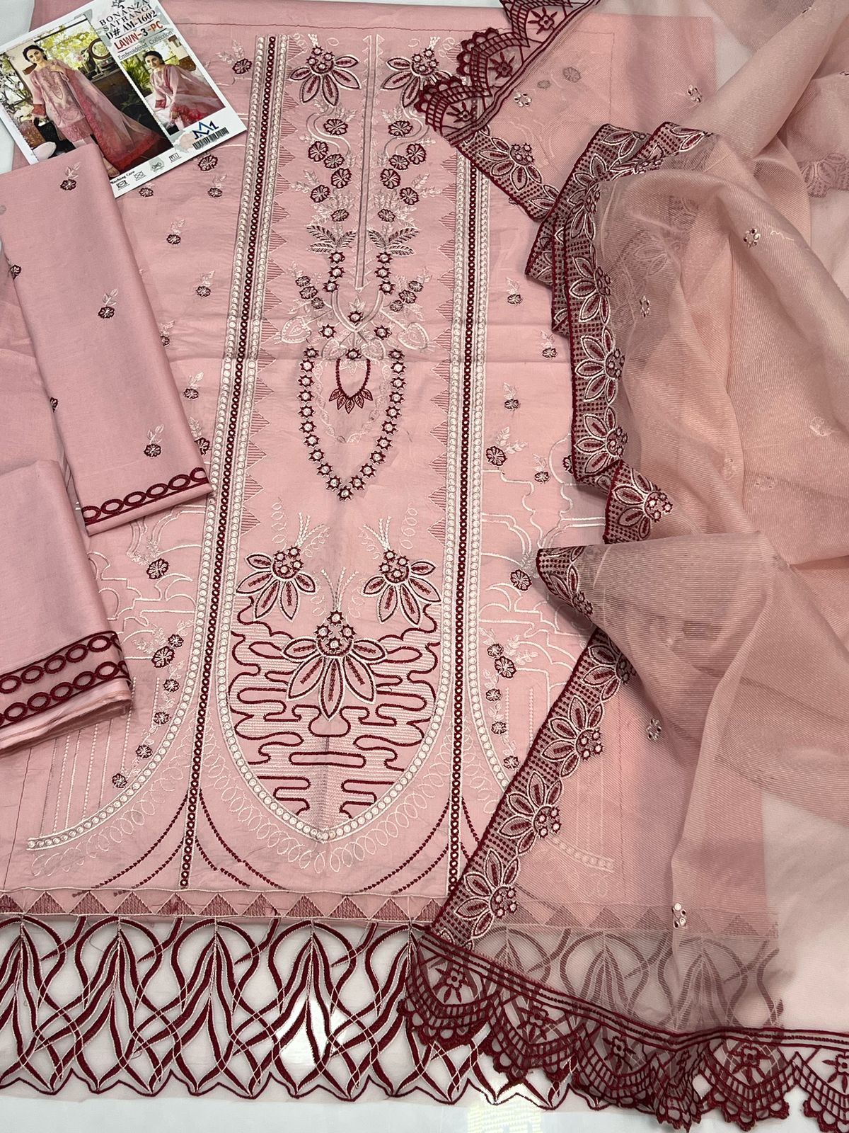 LAWN 3 PIECE UNSTICHED FULL HEAVY EMB SUIT FOR SUMMER 2025