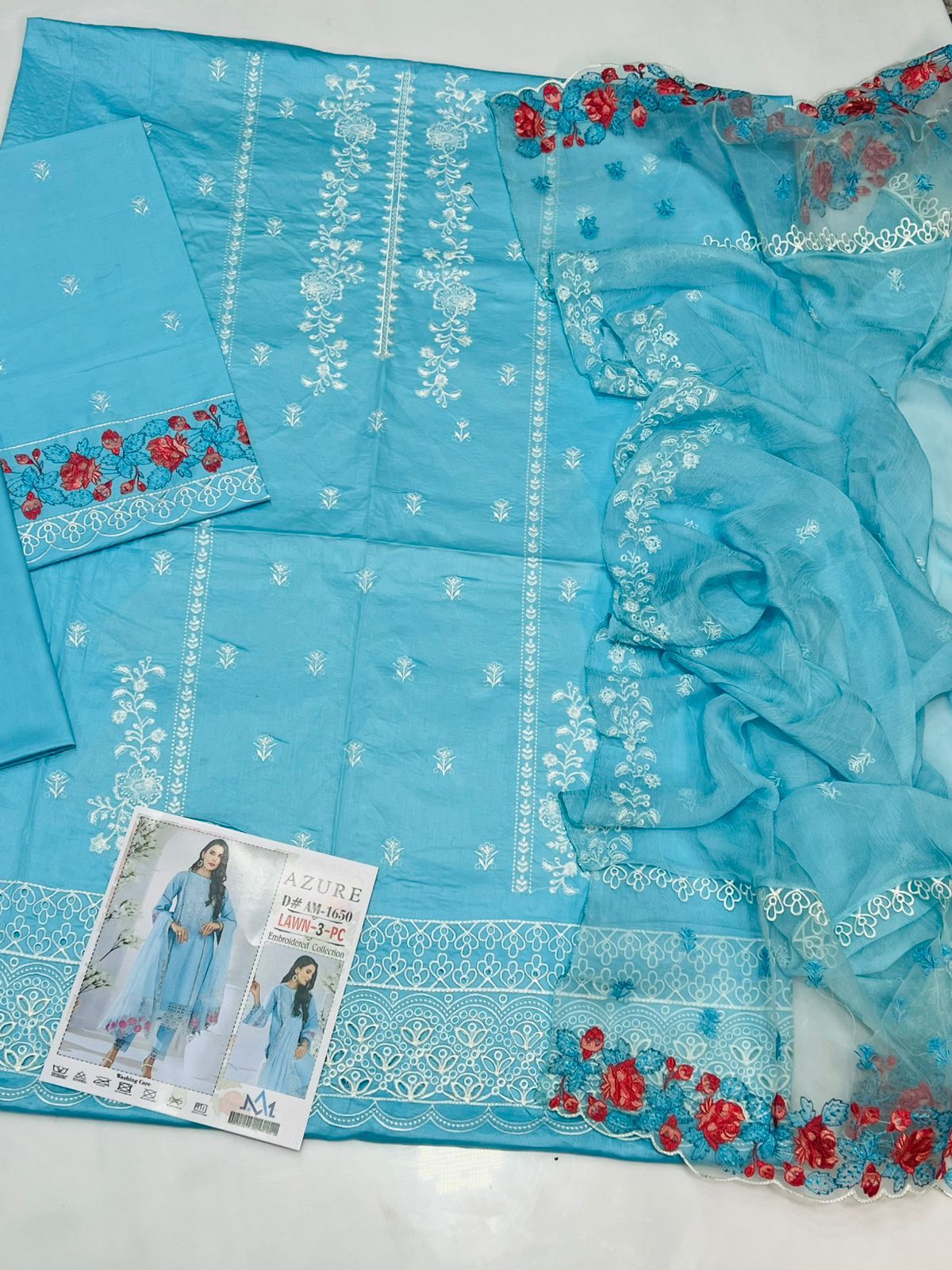 LAWN 3 PIECE UNSTICHED FULL HEAVY EMB SUIT FOR SUMMER 2025