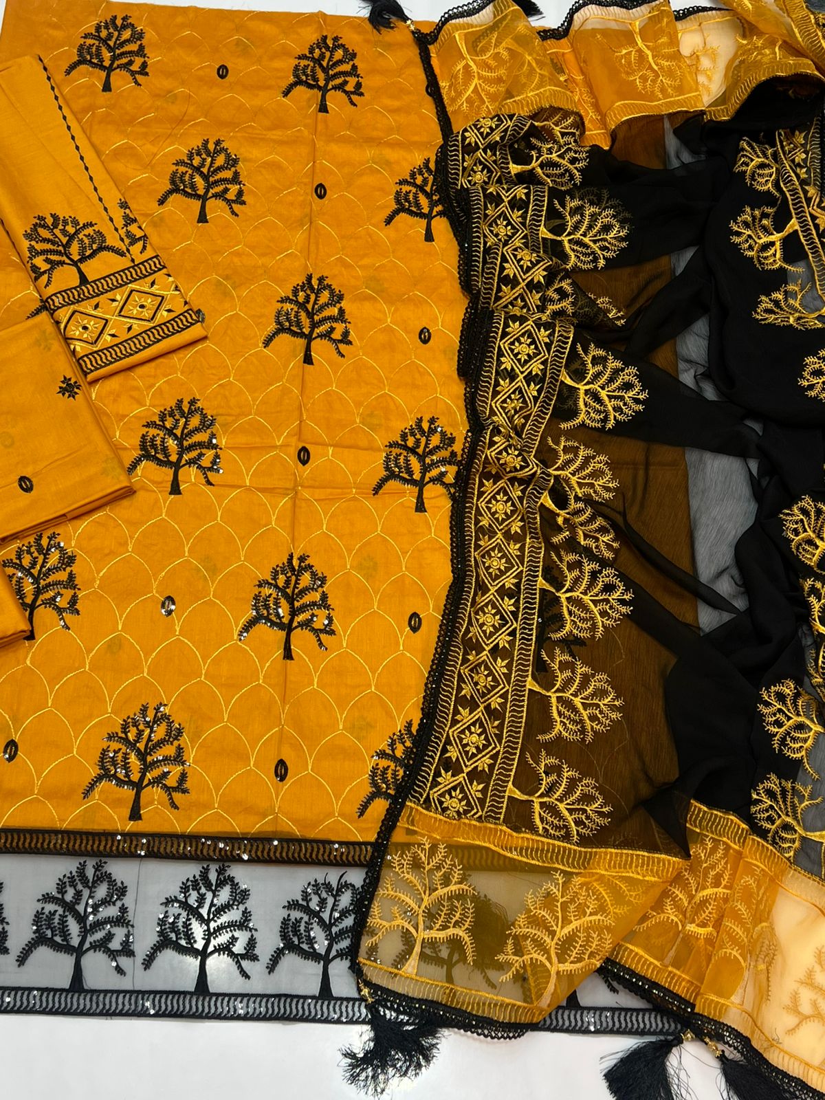 LAWN 3 PIECE UNSTICHED FULL HEAVY EMB SUIT FOR SUMMER 2025
