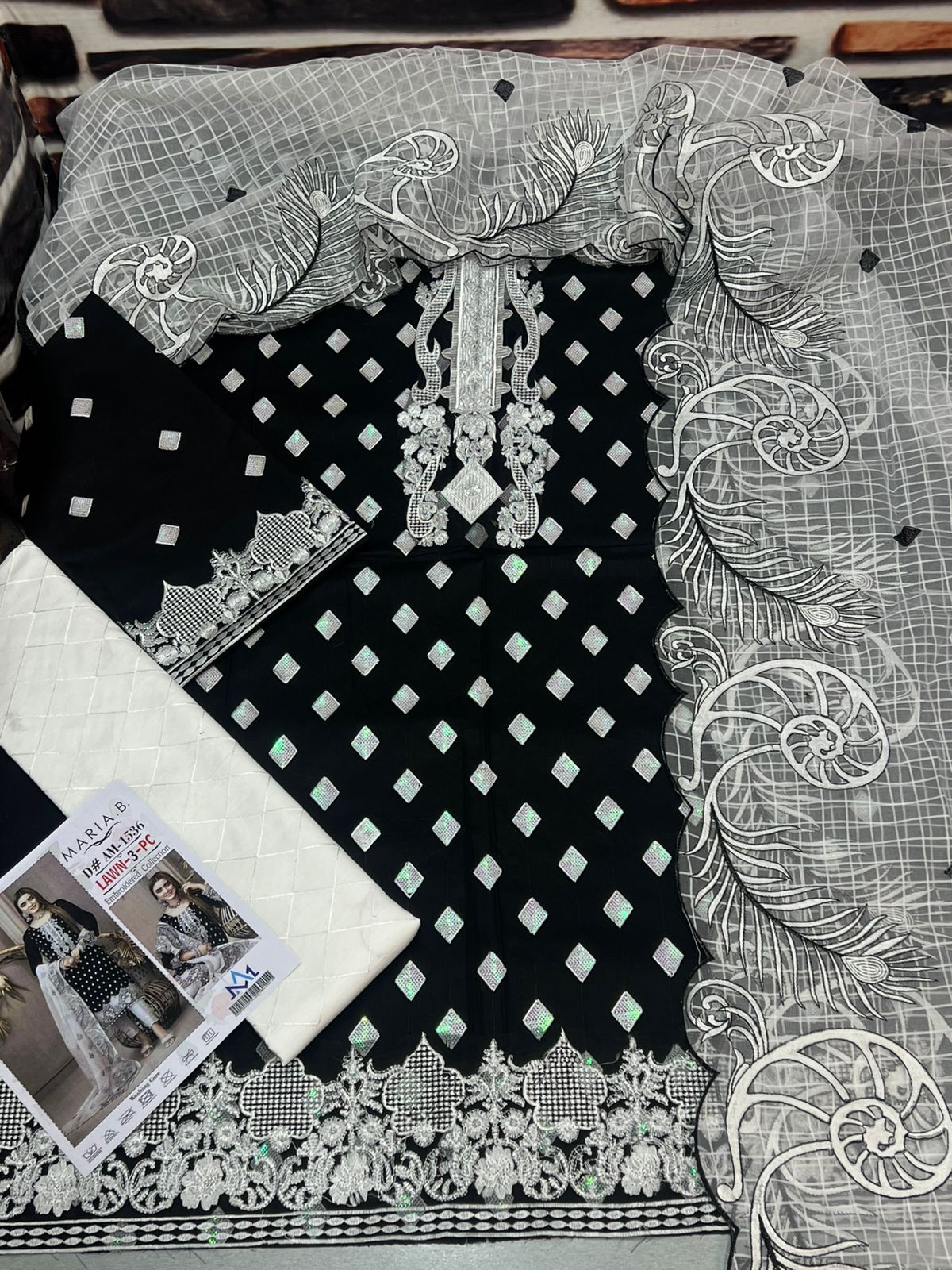 LAWN 3 PIECE UNSTICHED FULL HEAVY EMB SUIT FOR SUMMER 2025 B