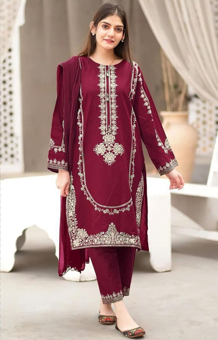 UMZAY DHANAK 2 PEACE FULL HEAVY EMB SUIT FOR WINTER 2025-2026