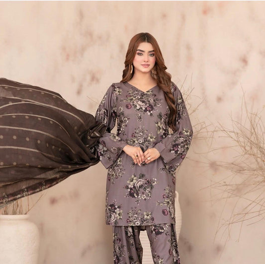 Digital Print 3 Piece Un-Stitched Suit