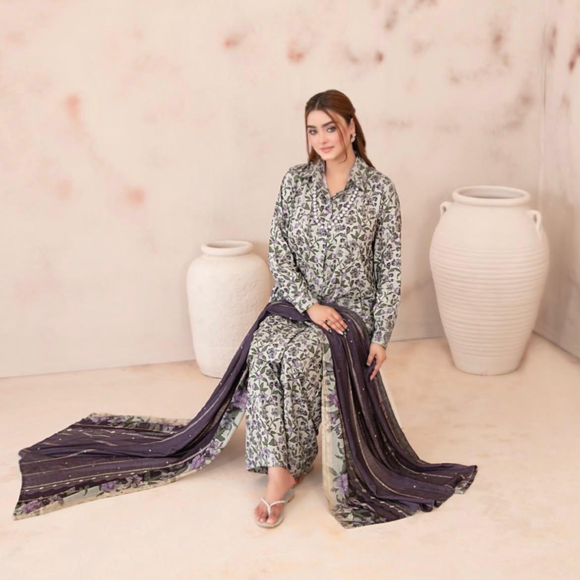 Digital Print 3 Piece Un-Stitched Suit