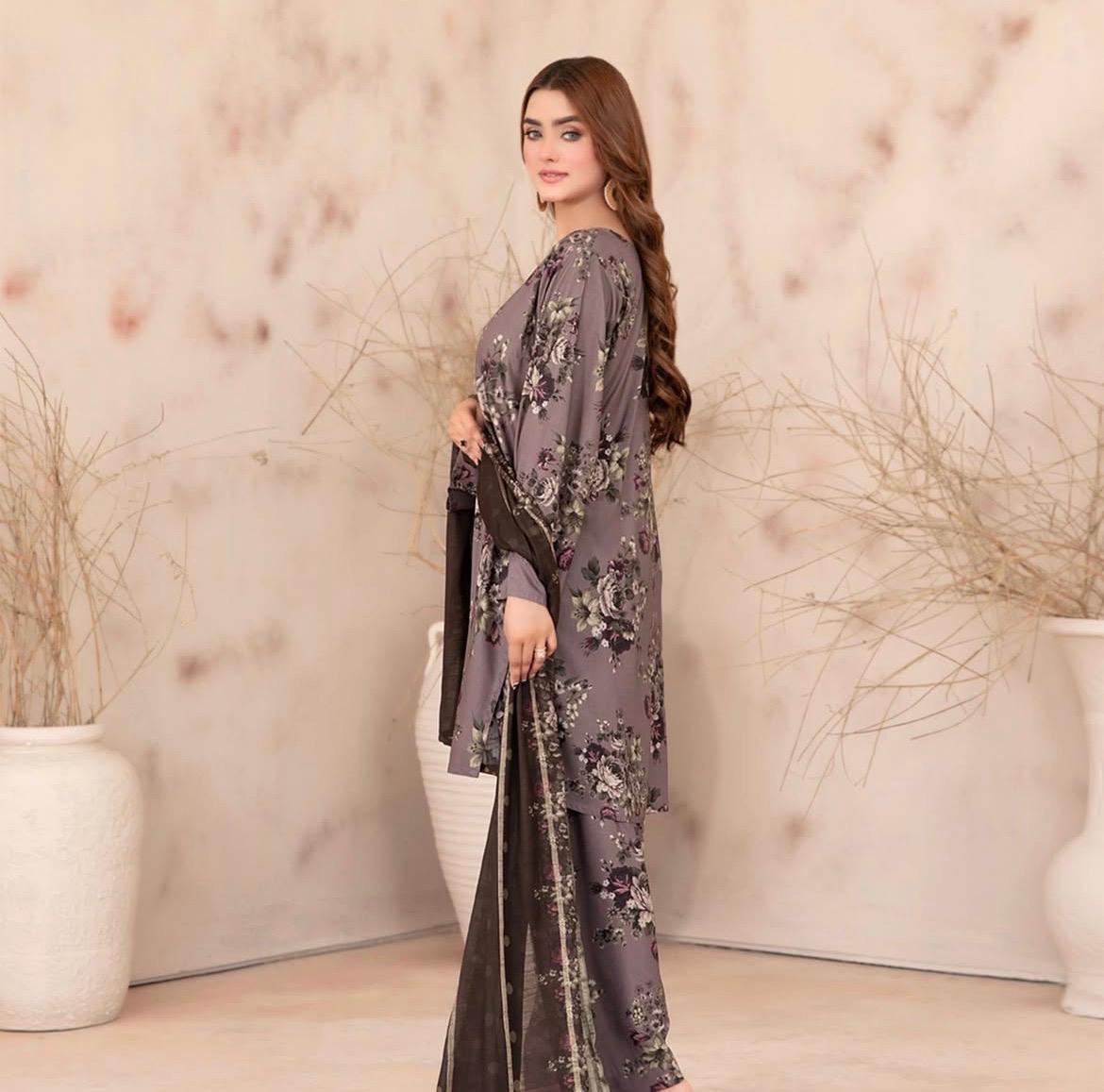 Digital Print 3 Piece Un-Stitched Suit