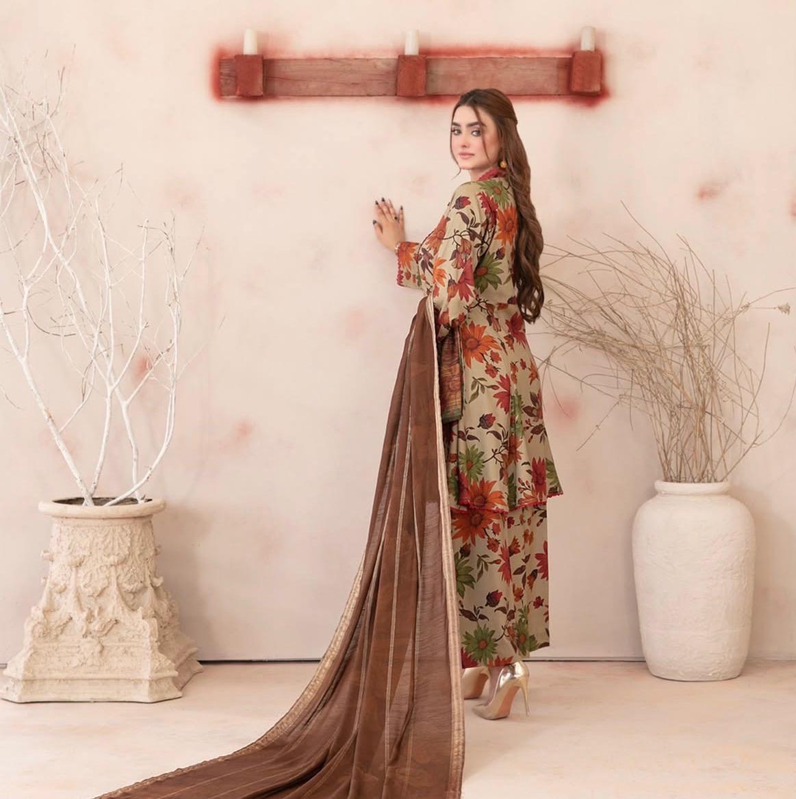 Digital Print 3 Piece Un-Stitched Suit