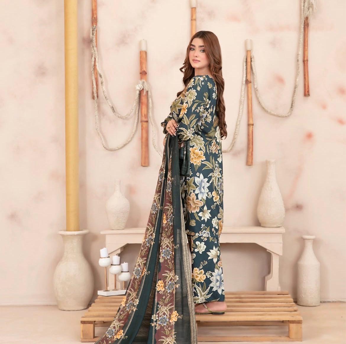 Digital Print 3 Piece Un-Stitched Suit