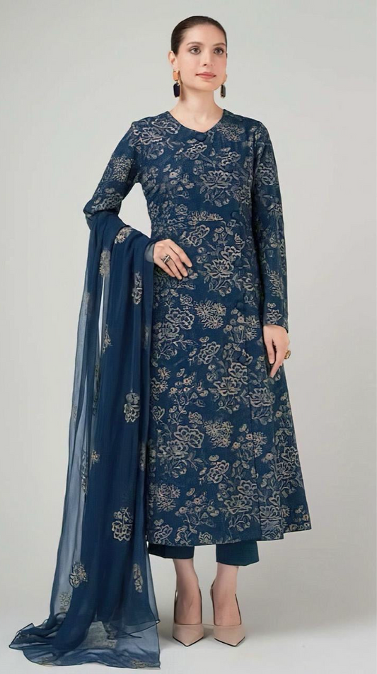 LAWN 3 PIECE UNSTICHED FULL HEAVY EMB SUIT FOR SUMMER 2025