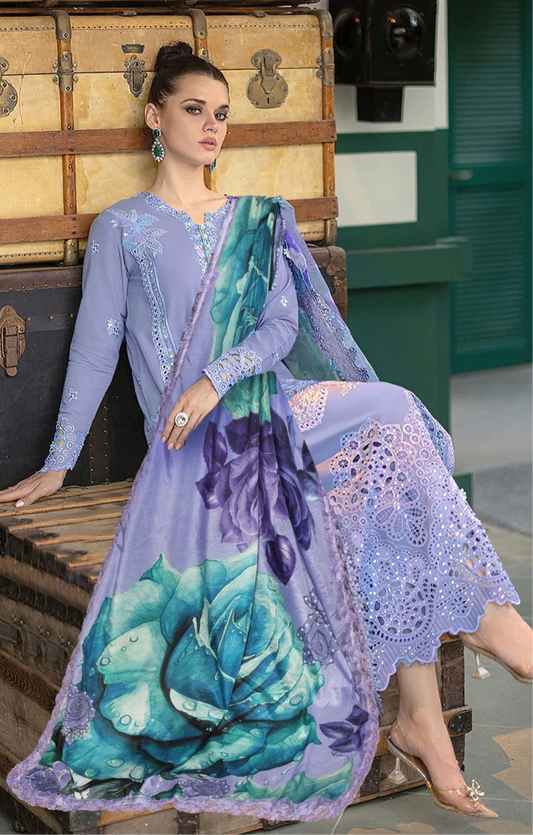 LAWN 3 PIECE UNSTICHED FULL HEAVY EMB SUIT FOR SUMMER 2025