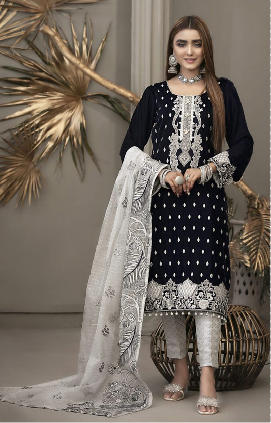 LAWN 3 PIECE UNSTICHED FULL HEAVY EMB SUIT FOR SUMMER 2025