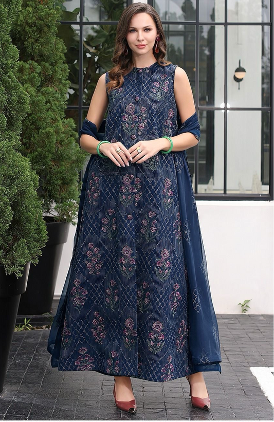 LAWN 3 PIECE UNSTICHED FULL HEAVY EMB SUIT FOR SUMMER 2025