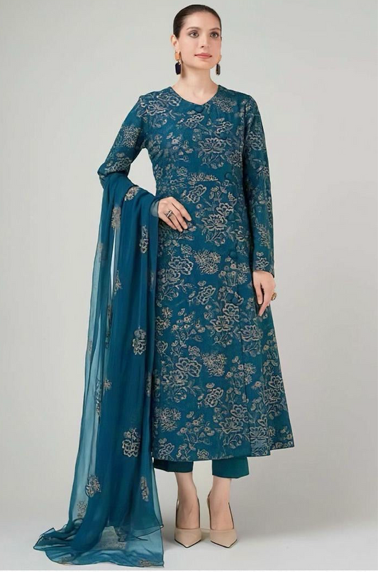 LAWN 3 PIECE UNSTICHED FULL HEAVY EMB SUIT FOR SUMMER 2025
