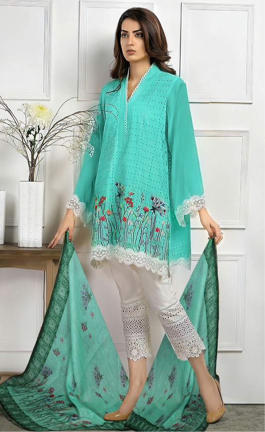 LAWN 3 PIECE UNSTICHED FULL HEAVY EMB SUIT FOR SUMMER 2025