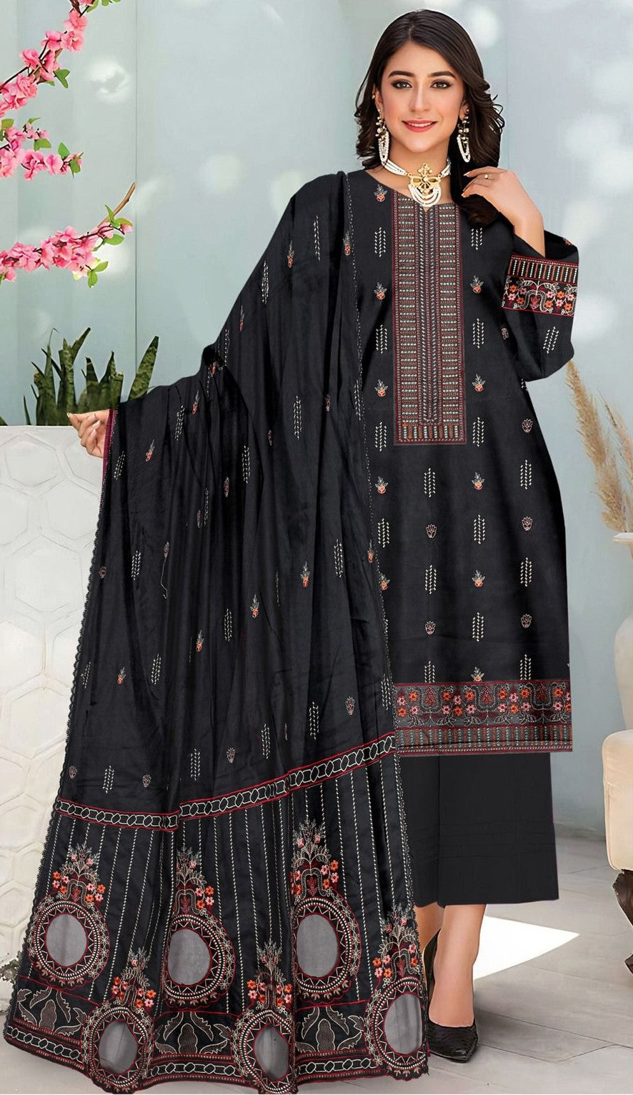 BAREEZE DHANAK 3 PEACE FULL HEAVY EMB SUIT WITH HEAVY EMB SHAWL FOR WINTER 2025-2026