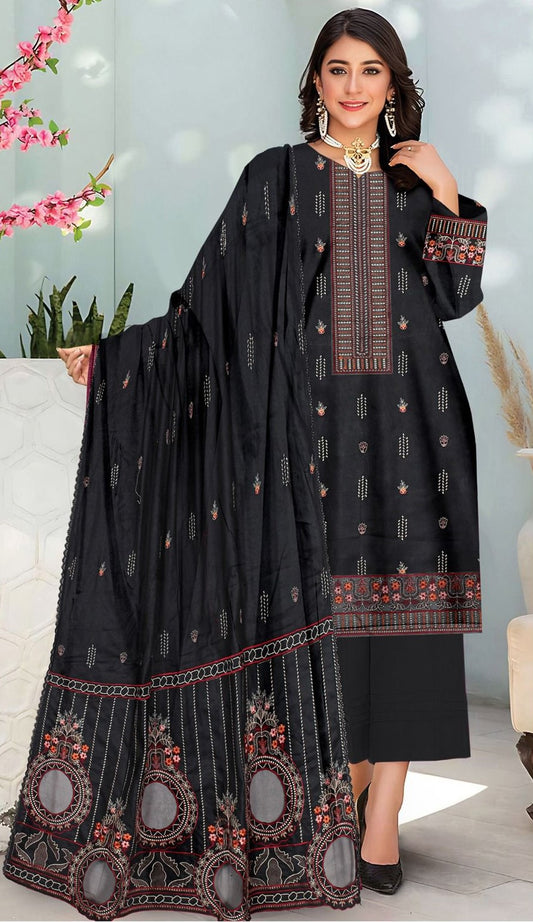 BAREEZE DHANAK 3 PEACE FULL HEAVY EMB SUIT WITH HEAVY EMB SHAWL FOR WINTER 2025-2026