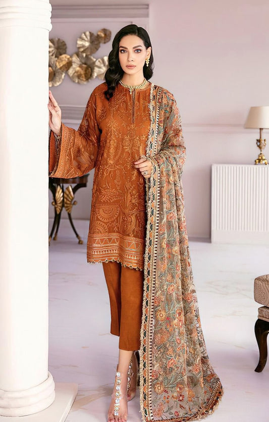 LAWN 3 PIECE UNSTICHED FULL HEAVY EMB SUIT FOR SUMMER 2025