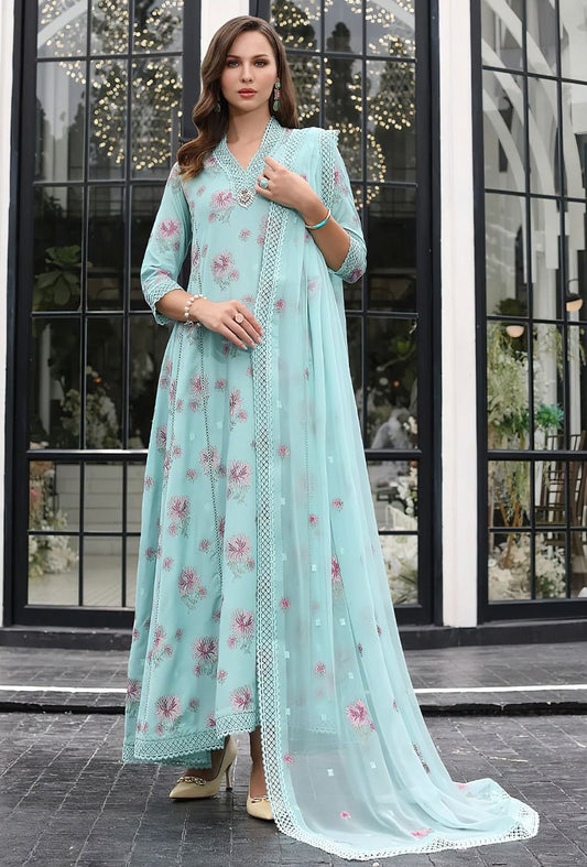 LAWN 3 PIECE UNSTICHED FULL HEAVY EMB SUIT FOR SUMMER 2025