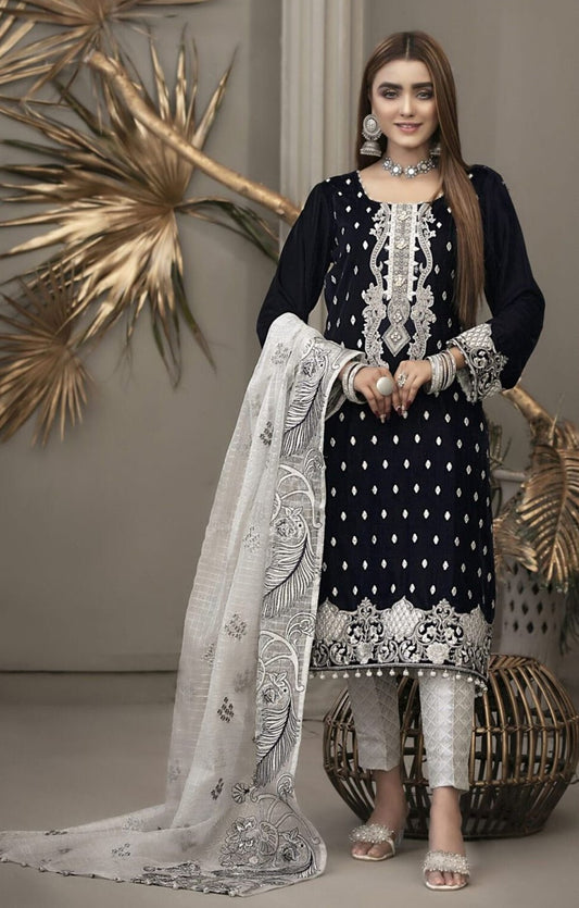 LAWN 3 PIECE UNSTICHED FULL HEAVY EMB SUIT FOR SUMMER 2025 B