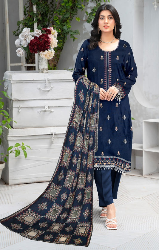 BAREEZE DHANAK 3 PEACE FULL HEAVY EMB SUIT WITH HEAVY EMB SHAWL FOR WINTER 2025-2026
