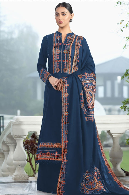 BAREEZE DHANAK 3 PEACE FULL HEAVY EMB SUIT WITH HEAVY EMB SHAWL FOR WINTER 2025-2026