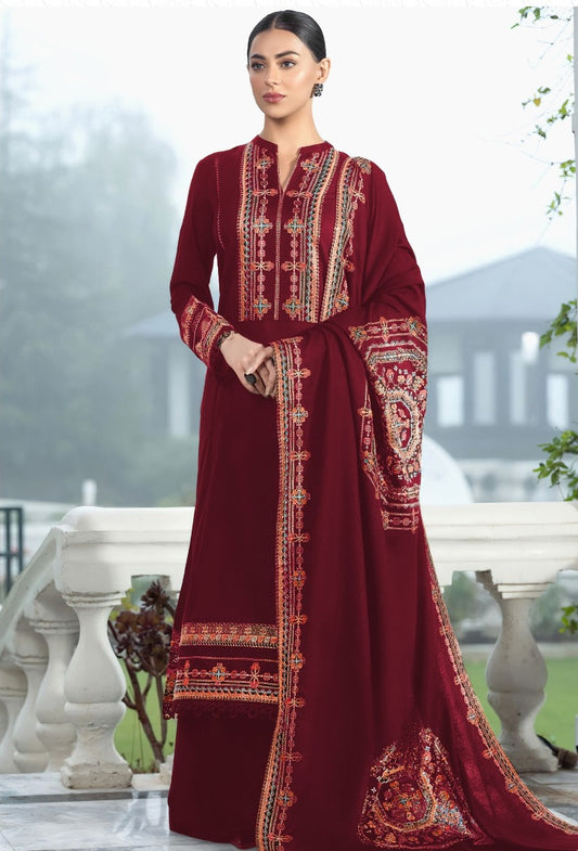 BAREEZE DHANAK 3 PEACE FULL HEAVY EMB SUIT WITH HEAVY EMB SHAWL FOR WINTER 2025-2026