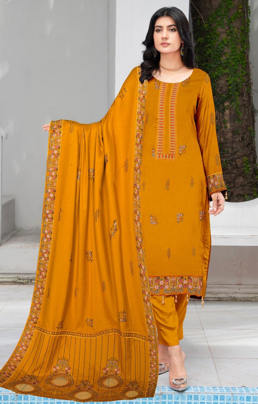 BAREEZE DHANAK 3 PEACE FULL HEAVY EMB SUIT WITH HEAVY EMB SHAWL FOR WINTER 2025-2026