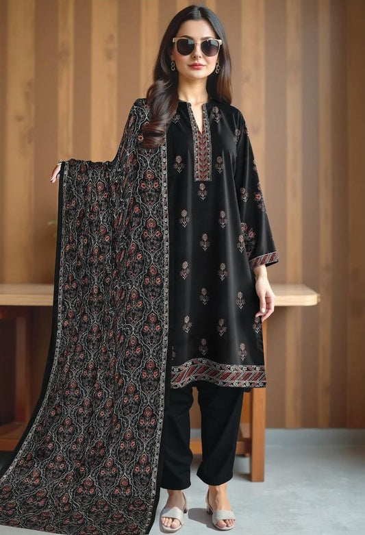 BAREEZE DHANAK 3 PEACE FULL HEAVY EMB SUIT WITH HEAVY EMB SHAWL FOR WINTER 2025-2026