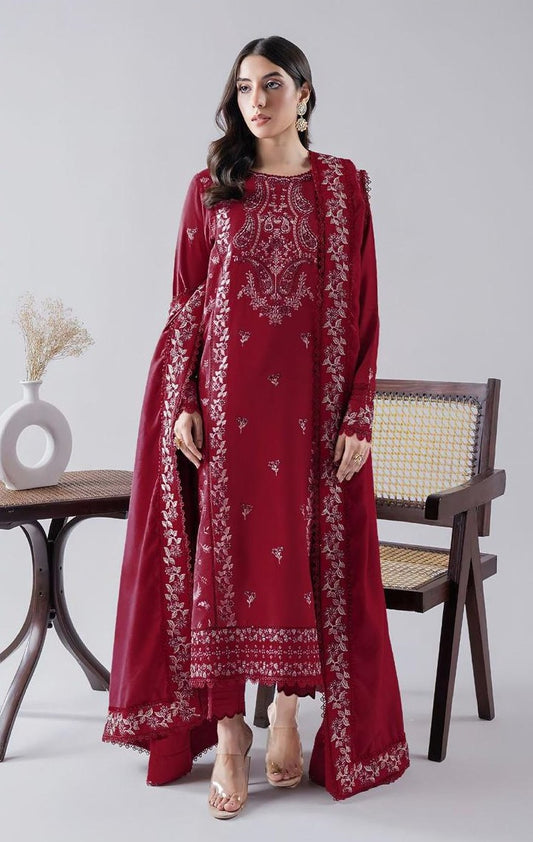 BAREEZE DHANAK 3 PEACE FULL HEAVY EMB SUIT WITH HEAVY EMB SHAWL FOR WINTER 2025-2026