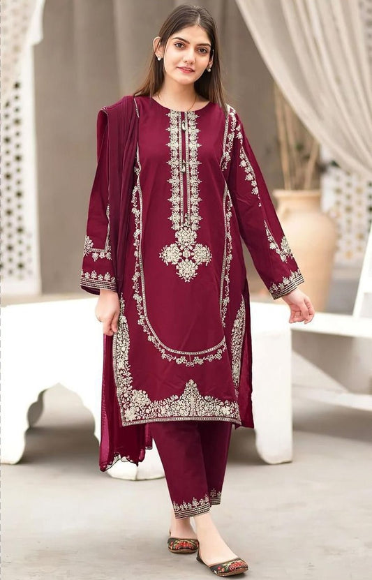 UMZAY DHANAK 2 PEACE FULL HEAVY EMB SUIT FOR WINTER 2025-2026