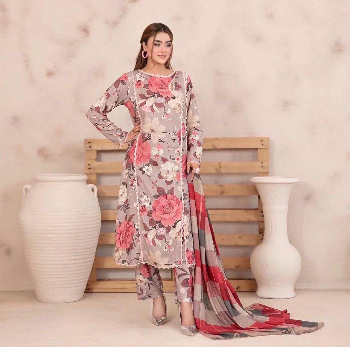 Digital Print 3 Piece Un-Stitched Suit