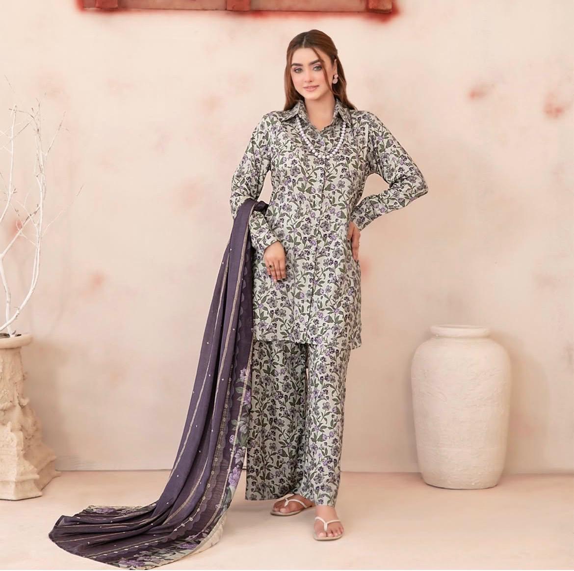 Digital Print 3 Piece Un-Stitched Suit