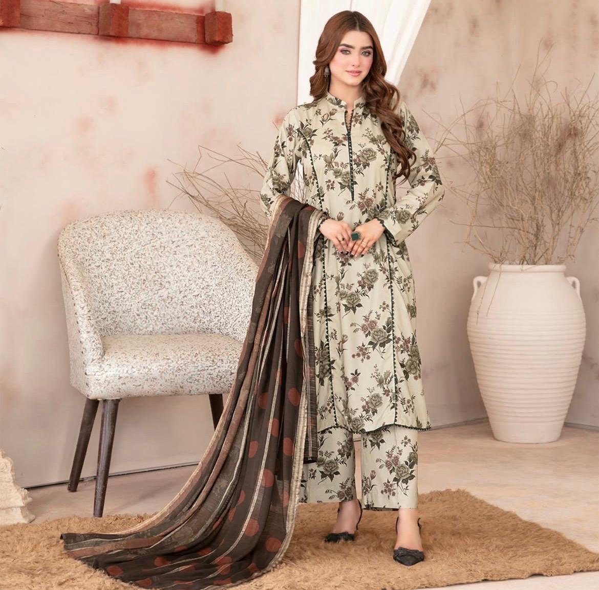 Digital Print 3 Piece Un-Stitched Suit