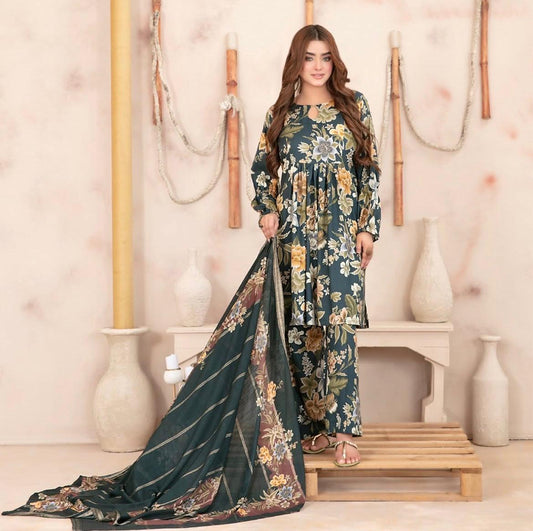 Digital Print 3 Piece Un-Stitched Suit
