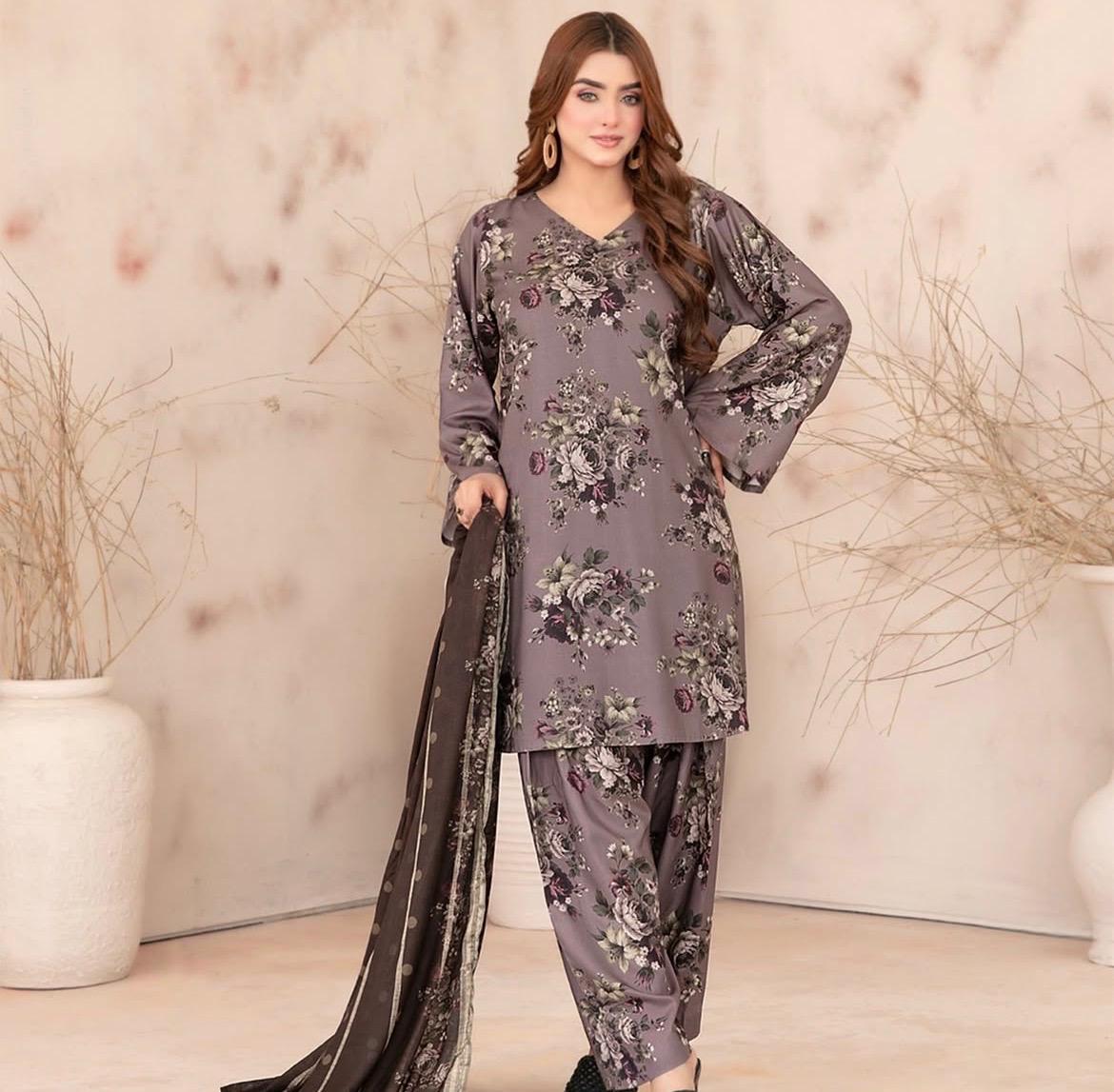 Digital Print 3 Piece Un-Stitched Suit
