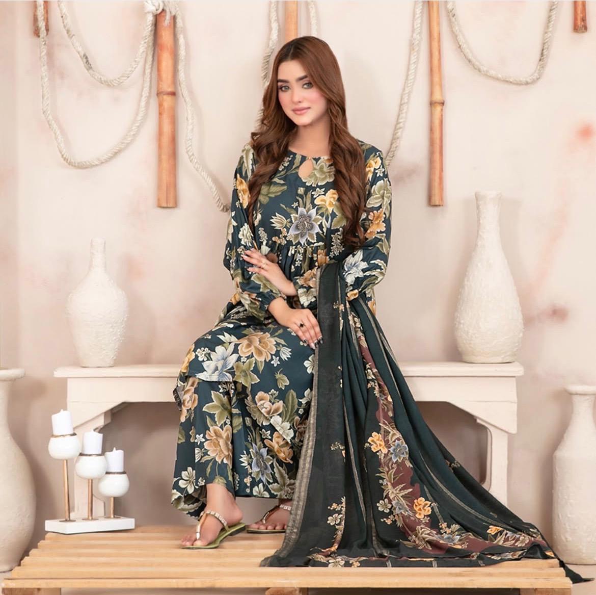 Digital Print 3 Piece Un-Stitched Suit