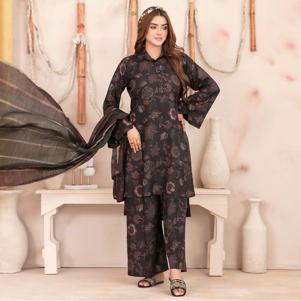 Digital Print 3 Piece Un-Stitched Suit