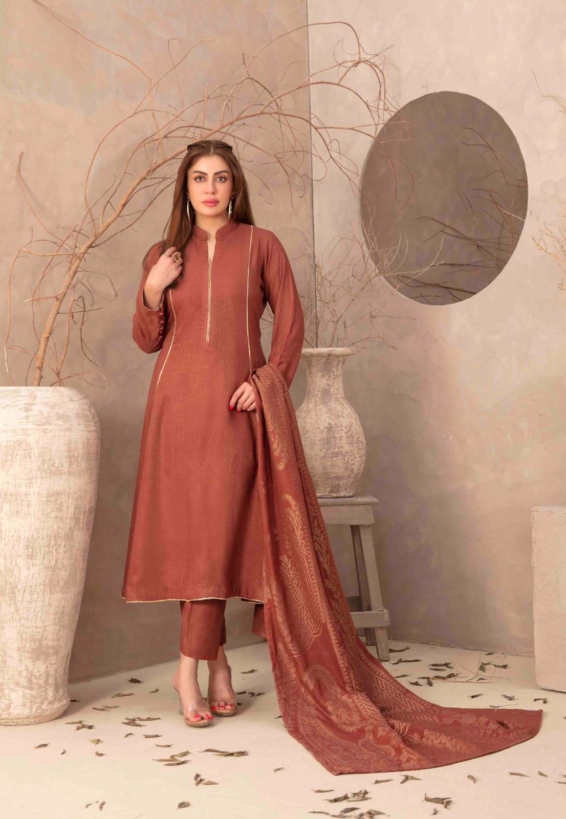 Un-Stitched 3 Piece Peach Leather Suit